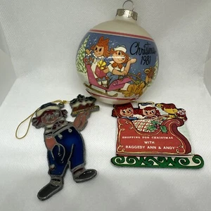 Vintage Raggedy Ann Christmas Ornaments Bundle With 3 - Picture 1 of 21