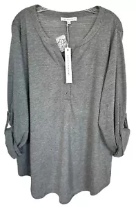 Jane and Delancey Women's Blouse Top 3/4 Button Long Sleeve Plus Size 2X Gray - Picture 1 of 9