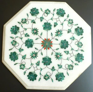 12" White Marble Table Top Handmade Inlay Work Corner Side Home Decorative Table - Picture 1 of 1