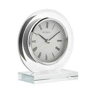 Round Glass Mantel Clock Beside Table Clock Quartz Movement Battery Operated New - Picture 1 of 4