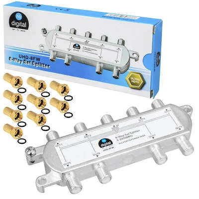 SAT Verteiler 8-fach Splitter 5-2400MHz Erdungsklemme Rückkanal DVB-T tauglich - Bild 1 von 4