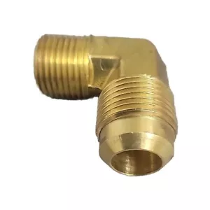 Male Elbow, 90 deg, 5/8" MIP Flare x 1/2" MIP, SAE 45 deg Flare, Brass - Picture 1 of 1