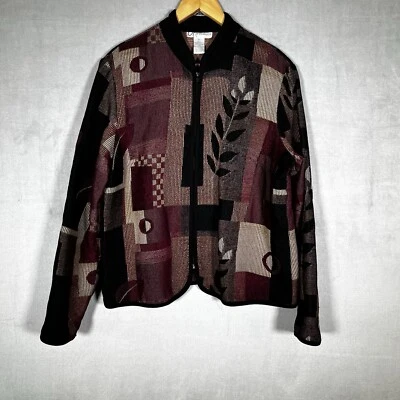 Dressbarn цветочный лист ковер пэчворк дизайн полный молнии куртка размер XL - Изображение 1 из 4