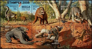2008 Mega Fauna Mini Sheet - STAMPEX 2008 Adelaide Black Overprint. MNH. - Picture 1 of 1