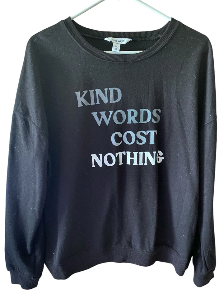 NINE WEST EUC WOMANS PULLOVER SWEATSHIRT BLK SZ M - Image 1 of 2