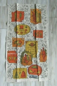Vintage Parisian Prints Men & Women's Fashion Pure Linen Kitchen Towel NWT - Picture 1 of 4
