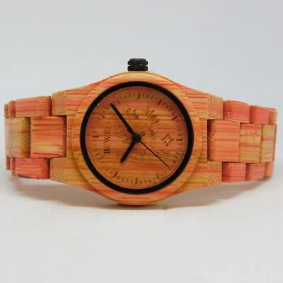Reloj para mujer Bewell todo madera hecho a mano de cuarzo analógico talla 7 1/4" batería nueva Foto 1 de 4