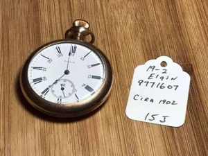 Antique Elgin 9771607 Gold Filled 15 Jewel Pocket Watch - Picture 1 of 10