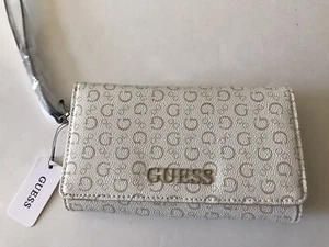 DAMEN GUESS WEISS/HELLBRAUN ABBAS SLG ACCORIDIAN STIL ARMBAND/GELDBÖRSE NEU MIT ETIKETT - Bild 1 von 9