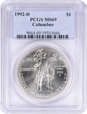 1992-D Columbus Commemorative Silver Dollar MS69 PCGS - Image 1 of 2