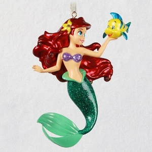 Hallmark 2020 Disney The Little Mermaid Ariel & Flounder Premium Metal Ornament - Picture 1 of 5