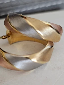 14 K Three color Gold, Electroform Women Earrings, Made in Italy - Picture 1 of 7