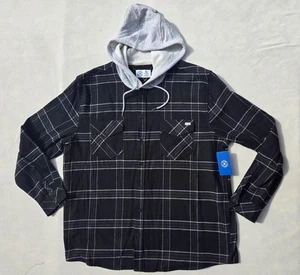 Hurley Flanellhemd Herren 2XL schwarz grau kariert Kapuze Knopfleiste Skate Streetwear - Bild 1 von 12