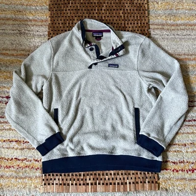 Patagonia Shearling Anorak Pullover Fleece Sweater Grey Blue Men's Medium M - Image 1 of 3