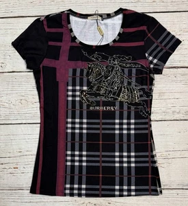 NWT Burberry London Prorsum Short Sleeve Shirt Plaid Women’s Sz XL. Measurements - Picture 1 of 10