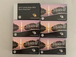 2012 2013 2014 2015 2016 2017 US Mint Silver Proof Set Lot - OGP and COA's - Picture 1 of 10
