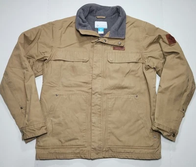 Abrigo de Granero de Lona Tostada COLUMBIA Chaqueta Gris Forrado de Vellón Aislado Para Hombre M Foto 1 de 4