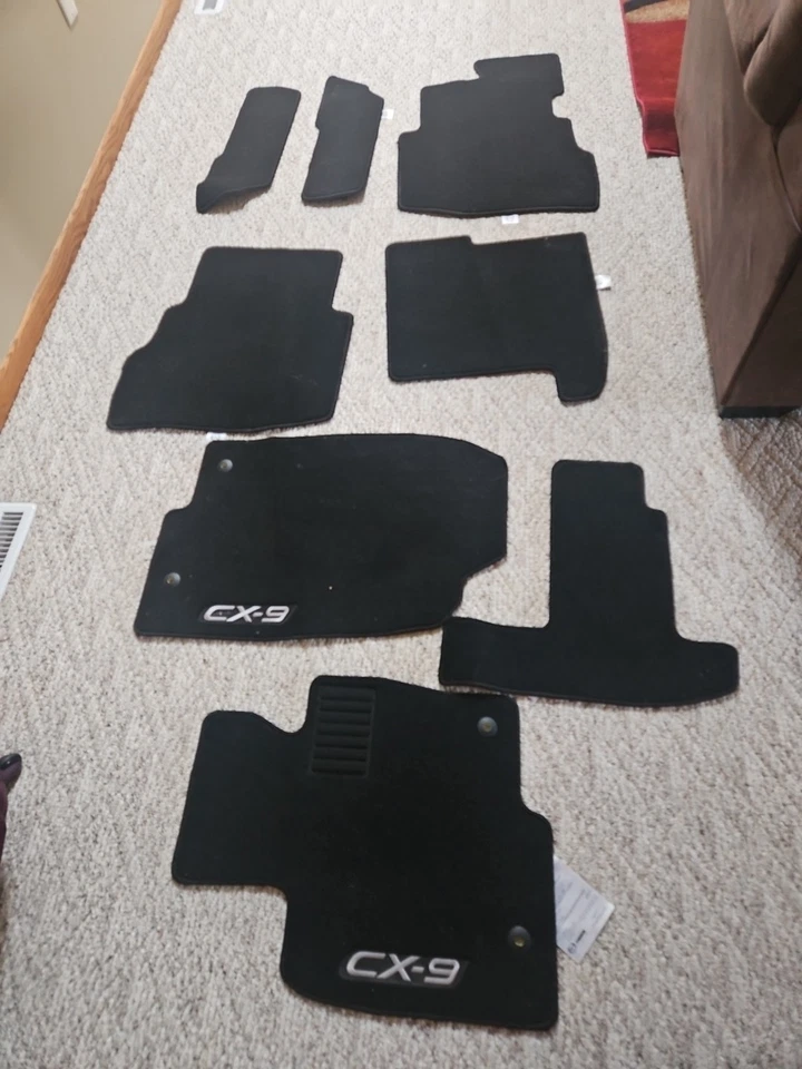 OEM 2016-2023 MAZDA CX-9 Carpet Floor Mats Black 8 Piece Set! - Image 1 of 1