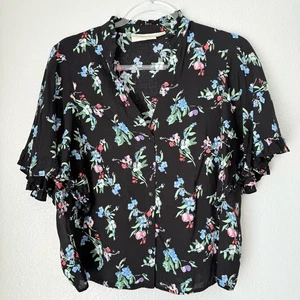 Maeve Anthropologie Aveiro Flutter Sleeved Buttondown XS floral vacation - Picture 1 of 14