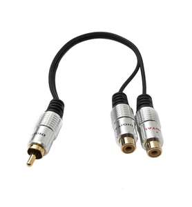 SYSTEM-S Y Rca Câble Rca 25 CM 1 Broches Connecteur À 2x Douille Audio Noir - Afbeelding 1 van 4