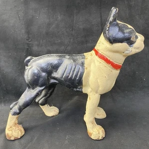 Vintage Cast Iron Boston Terrier Bull Dog Door Stop - Picture 1 of 7