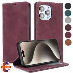 For iPhone 16e 15 14 13 12 11 Pro Max 8 7+ Wallet Cards Case Leather Stand Cover - Picture 1 of 70