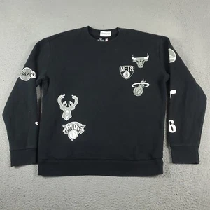 Hollister Sweater Mens Size Medium Black NBA Teams Logos Pullover Sweatshirt - Picture 1 of 9