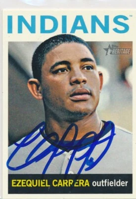 Ezequiel Carrera Cleveland Indians Autographed 2013 Topps Heritage Card #362 - Image 1 of 2