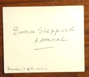 Admiral Sir Thomas Dawson Lees Sheppard (1866-1953) Signed & Inscribed Card - Picture 1 of 2