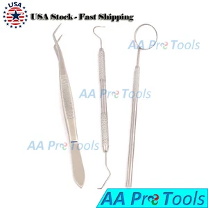 3Pcs/Lot Stainless Dental Tool Set Dentist Tooth Hygiene Picks Mirror Hot PR-300 - Picture 1 of 2
