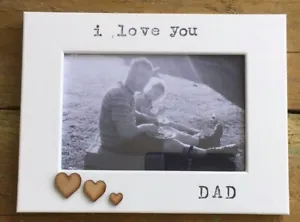 Personalised White Photo Picture Frame Wood Fathers Dad Daddy Day. Made In UK - Picture 1 of 11