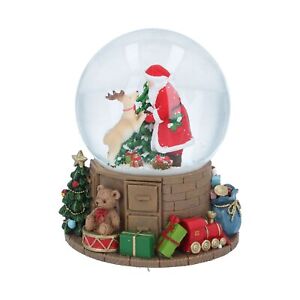 Gisela Graham Santa and Reindeer Musical Christmas Snow Globe Unique Decoration