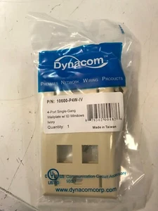 Lot of 10 pack - 4 Port Single-Gang Wallplate w. ID windows Ivory Dynacom - Picture 1 of 6