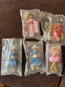 NEW 1995 McDonald’s Barbie Dolls of the World Happy Meal Toys #1-3 Plus Locket - Picture 1 of 2