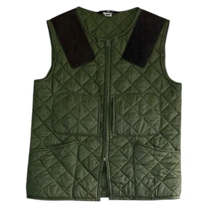 Vintage Barbour Vest Gilet Jacket Quilted 90s Retro 1 Crown Green Mens Medium - Picture 1 of 8