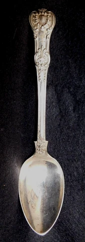 Antique Victorian 1800's Sterling Silver Basting Serving Spoon Kings Pattern Cover