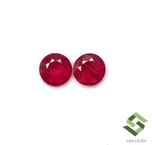 4.75 mm Certified Natural Ruby Round Cut Pair 0.70 CTS Calibrated Loose Gemstone - Picture 1 of 6