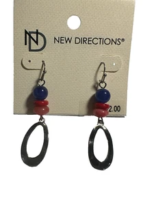 Pendientes lágrima de plata con cuentas rojas y azules audaces - Imagen 1 de 1