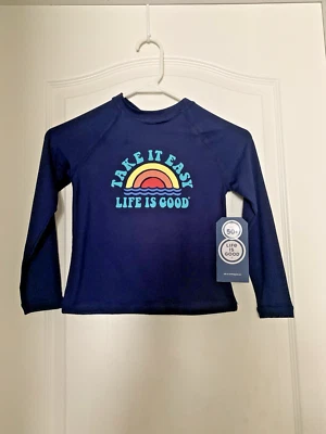 NWT LIFE IS GOOD UPF 50 Long sleeve Sun Shirt Rash guard KIDS Med         B26-10 - Image 1 of 4
