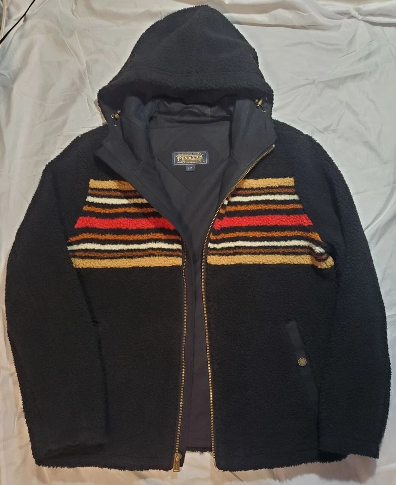 Pendleton Hombre Grande Suéter Chaqueta Productos Secos Negro Rojo Naranja Marrón Tostado  Foto 1 de 4