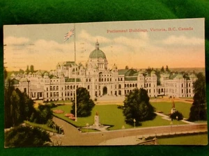 Parlamentsgebäude Victoria v. Chr. Postkarte 1944 Leinen #2708 - Bild 1 von 2
