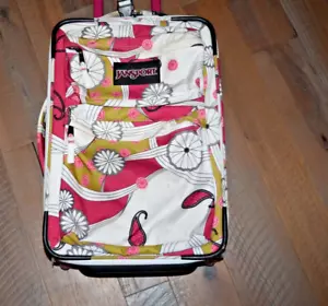 Retro Y2K Floral Daisy JanSport Rolling Suitcase Luggage Adjustable Handle M10 - Picture 1 of 13