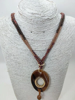 Collana Donna Trend Perline maculate 4mm + ciondolo in resina 10 cm Elegante - Immagine 1 di 2