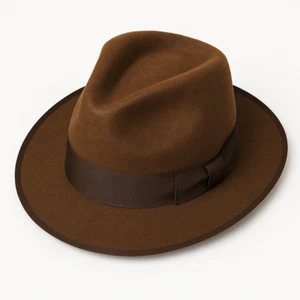 Men Classic Indiana Jones Freddy Kruger Brown Fedora Hat Wool Felt Wide Brim Cap - Picture 1 of 1