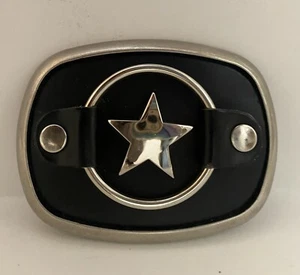 Women’s Vintage Belt Buckle, Black Leather And Silver Star - Picture 1 of 5