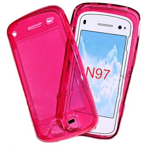 Silikon TPU Handy Cover Case Hülle Schale Kappe für Nokia N97 in Transparent Rot - Picture 1 of 2
