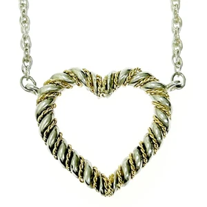 Tiffany & Co. Twist Heart Necklace 19" Silver 925 & 18K Gold 750 Auth #0175 - Picture 1 of 9