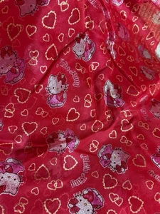 Vintage Hello Kitty Stoff 8,33 Yards 43,5" Neu Transparent Gold Rosa Rot Rosa Weiß RAR - Bild 1 von 3