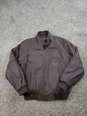 Chaqueta de bombardero de cuero vintage solo para miembros mediana para hombre marrón cremallera completa gamuza Foto 1 de 4