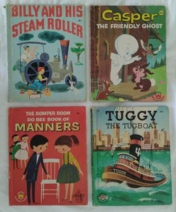 Lot of 4 Wonder Book Washable Covers Casper Romper Room Etc. 1949-1960 READ! - Picture 1 of 15